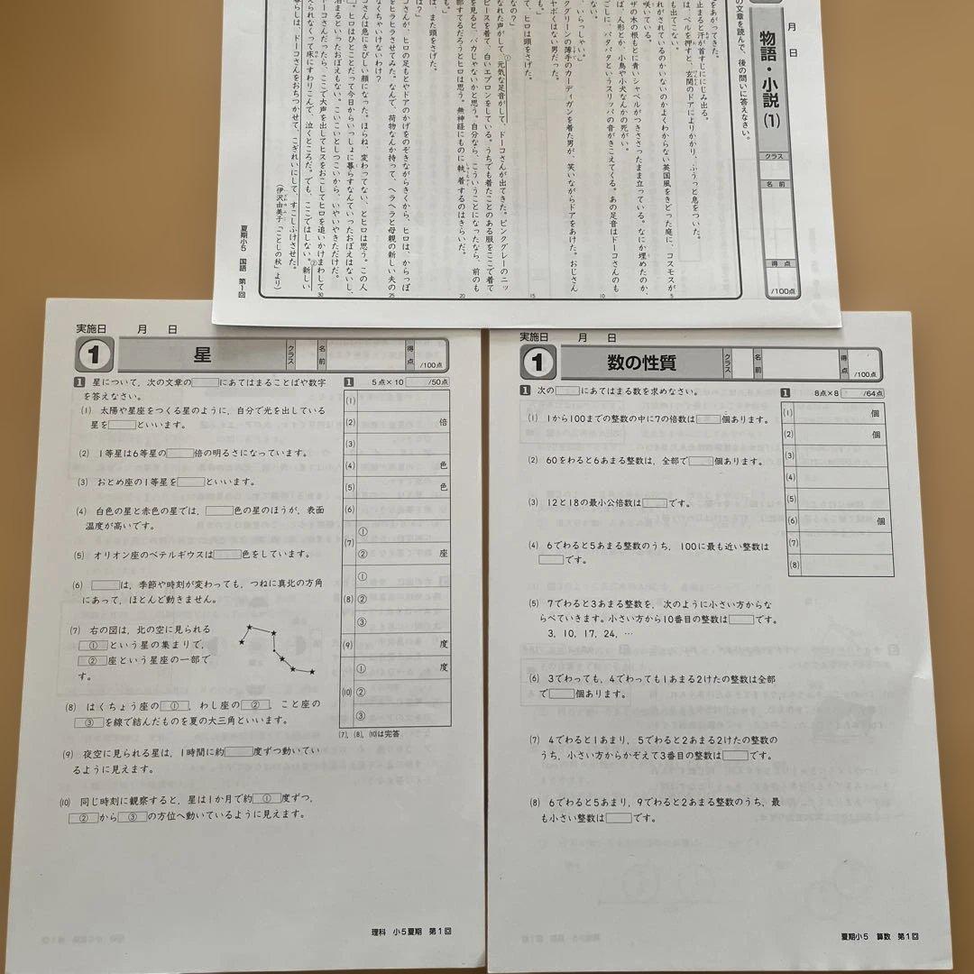 小5 夏期講習会 テキストセット　早稲田アカデミー