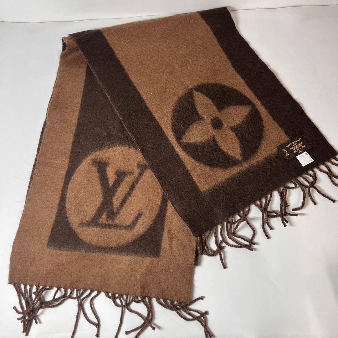 LOUIS VUITTON ルイヴィトン ロゴ入りウールマフラー