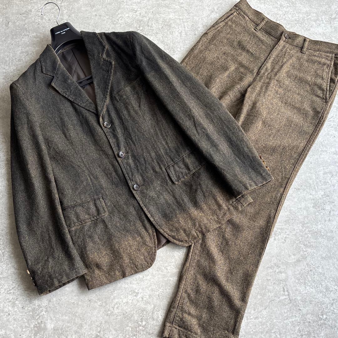 AD2004■コムデギャルソンオム【S】ウール ナイロン ツイード セットアップ