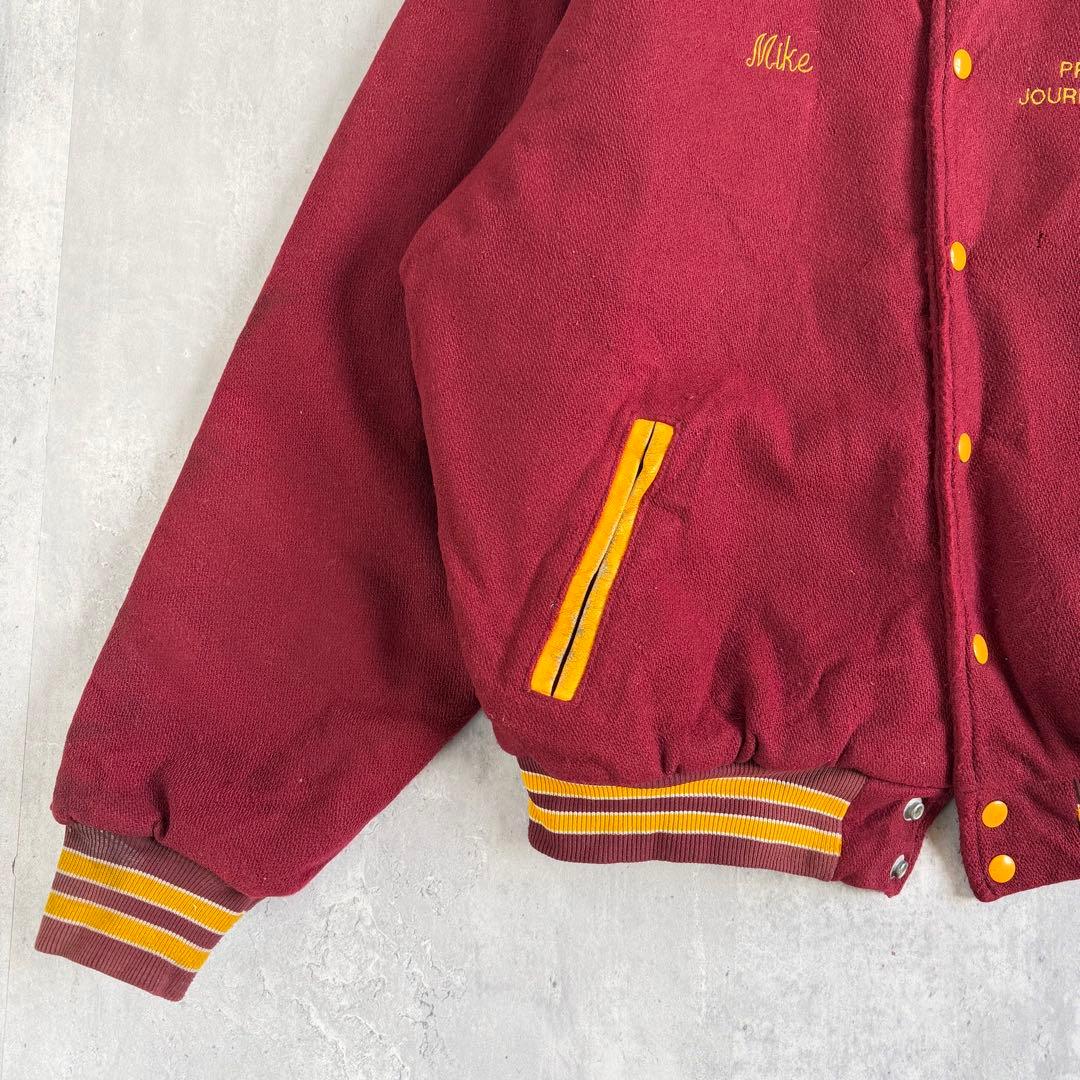 RENNOC ヴィンテージ ウールメルトンジャケット バーガンディー XL 刺繍