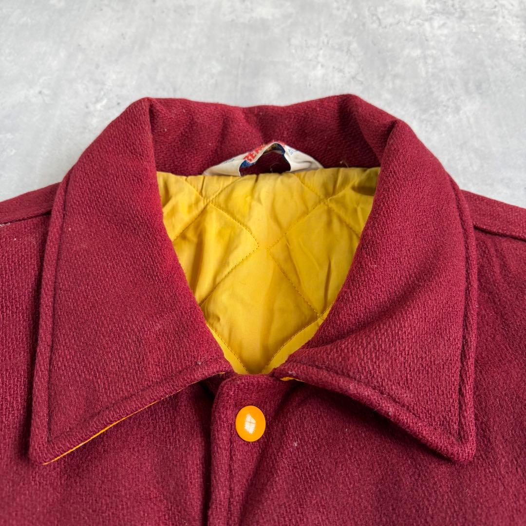 RENNOC ヴィンテージ ウールメルトンジャケット バーガンディー XL 刺繍