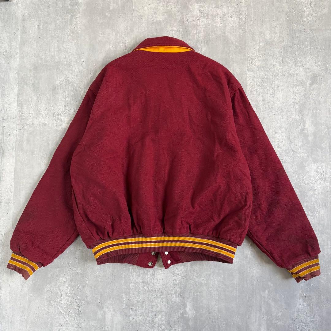 RENNOC ヴィンテージ ウールメルトンジャケット バーガンディー XL 刺繍