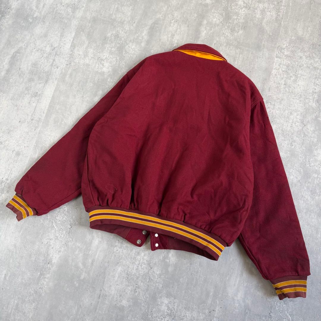 RENNOC ヴィンテージ ウールメルトンジャケット バーガンディー XL 刺繍