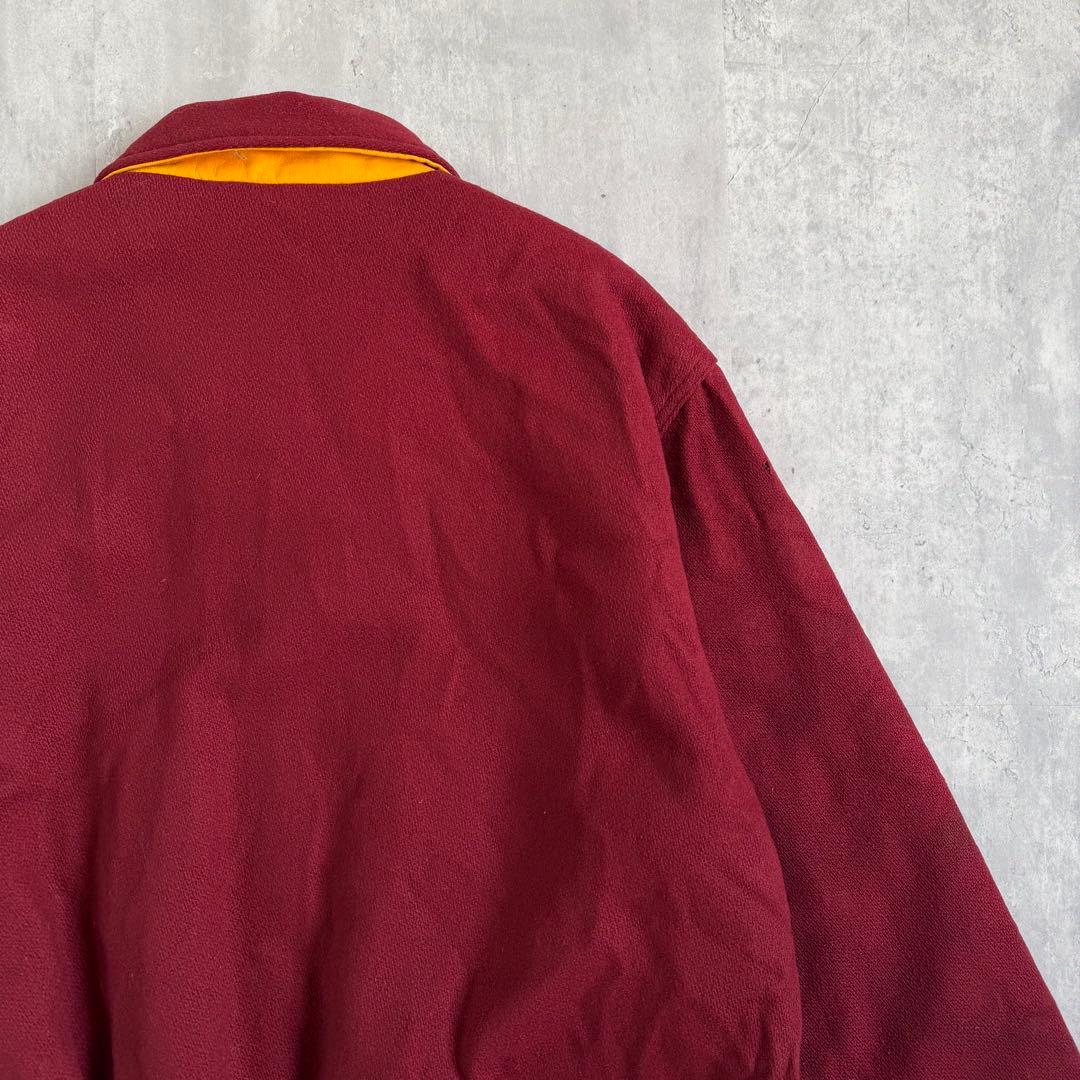 RENNOC ヴィンテージ ウールメルトンジャケット バーガンディー XL 刺繍