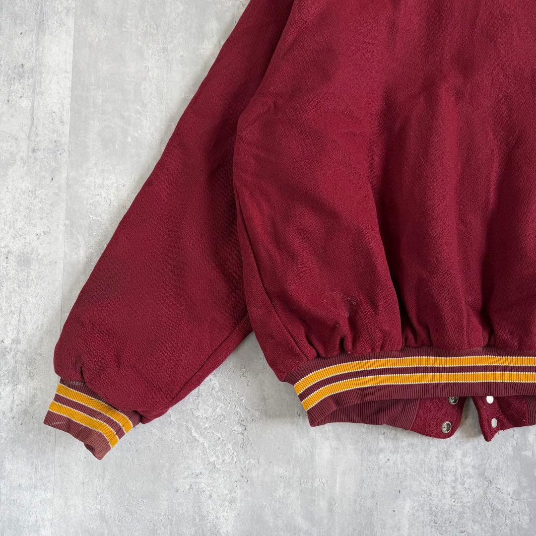RENNOC ヴィンテージ ウールメルトンジャケット バーガンディー XL 刺繍