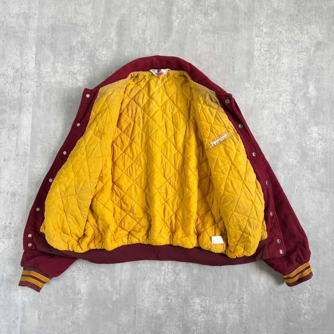 RENNOC ヴィンテージ ウールメルトンジャケット バーガンディー XL 刺繍