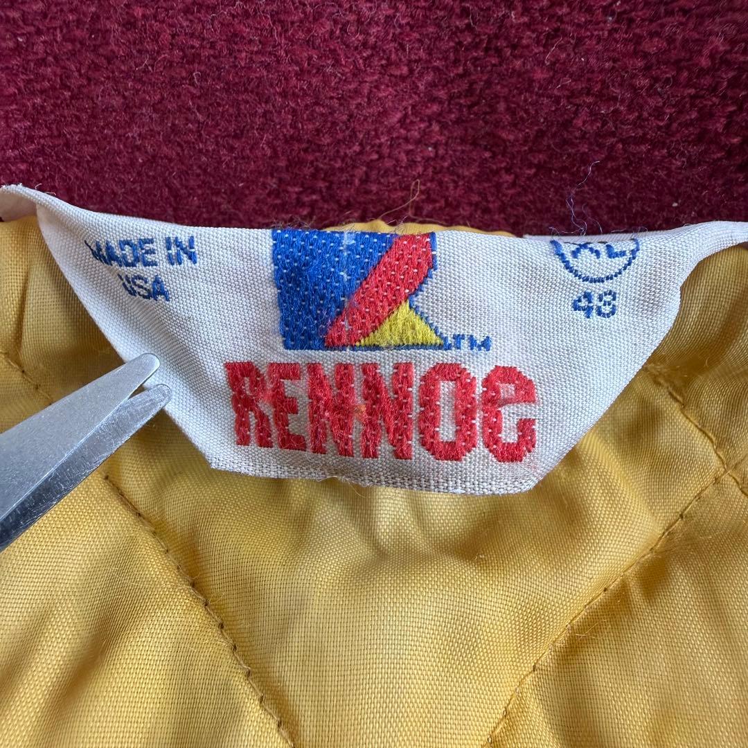 RENNOC ヴィンテージ ウールメルトンジャケット バーガンディー XL 刺繍