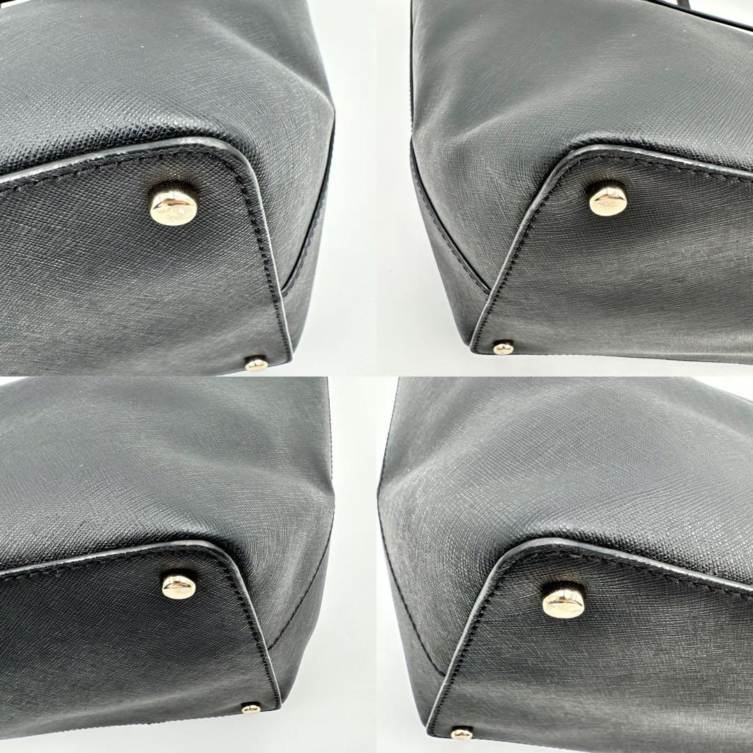 極美品✨kate spade トートバッグ　ブラック　オールレザー　A4収納