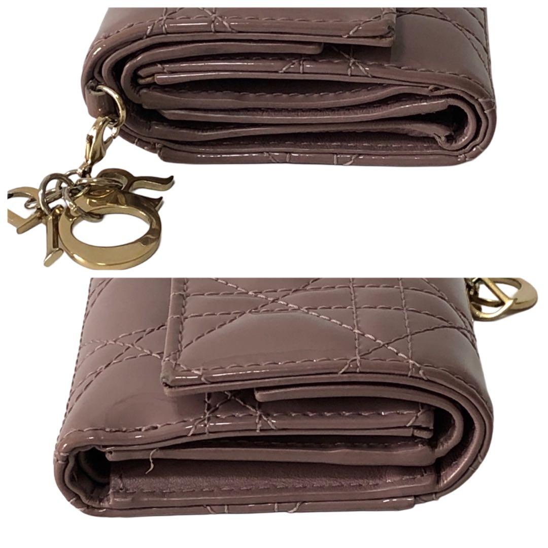 ディオール　財布　ロータスウォレット　パテントレザー　三つ折り財布　1360