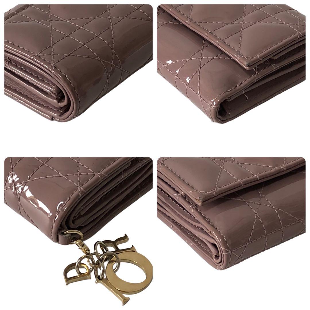 ディオール　財布　ロータスウォレット　パテントレザー　三つ折り財布　1360