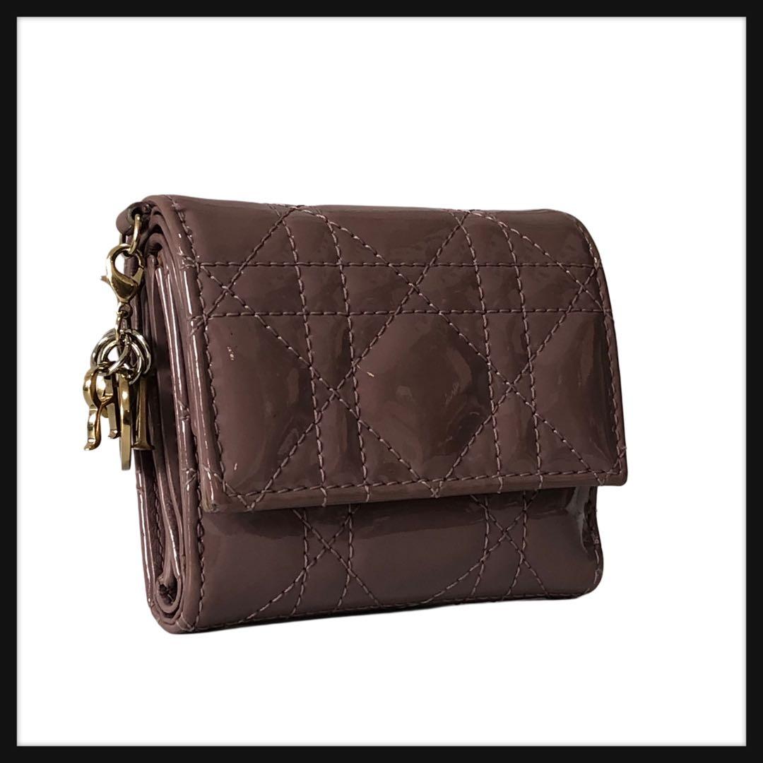 ディオール　財布　ロータスウォレット　パテントレザー　三つ折り財布　1360