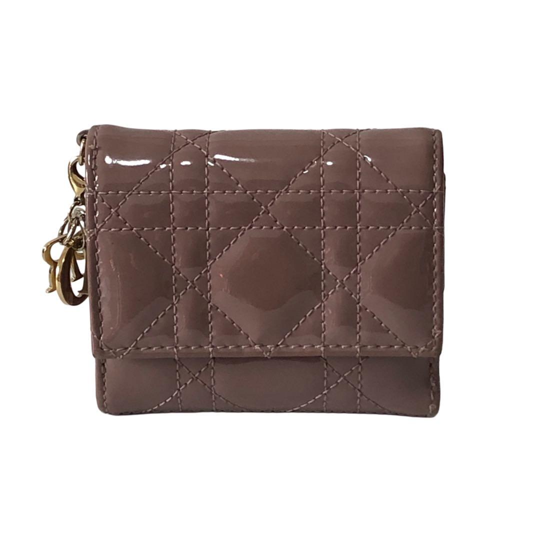 ディオール　財布　ロータスウォレット　パテントレザー　三つ折り財布　1360