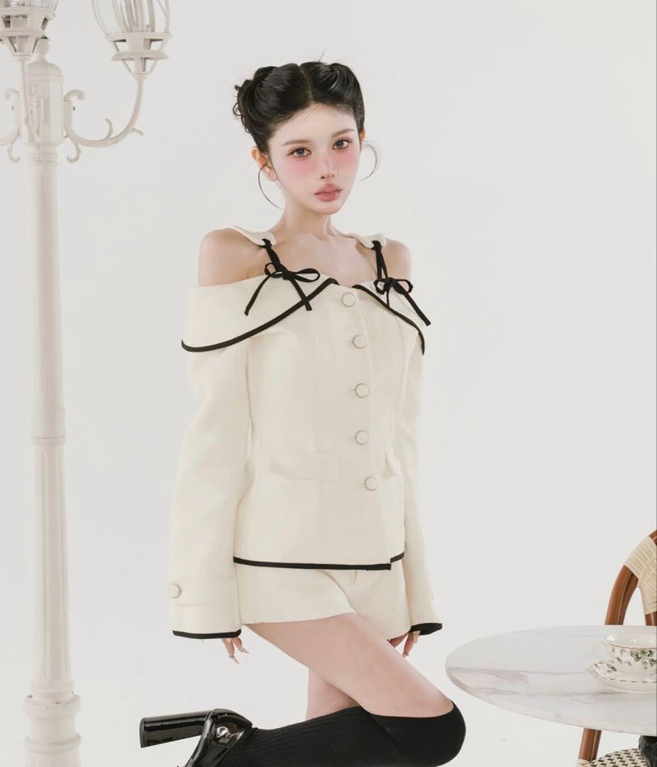 Darich ボンディングツイードオフショルチュニック