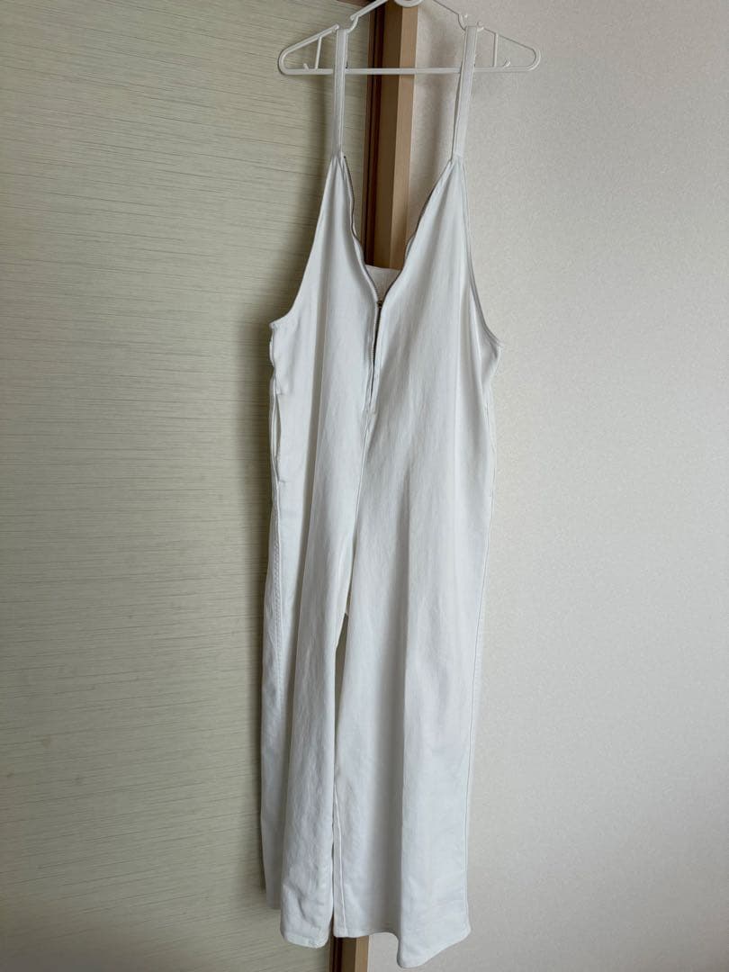 DouDou 細紐デニムフロントジップサロペット