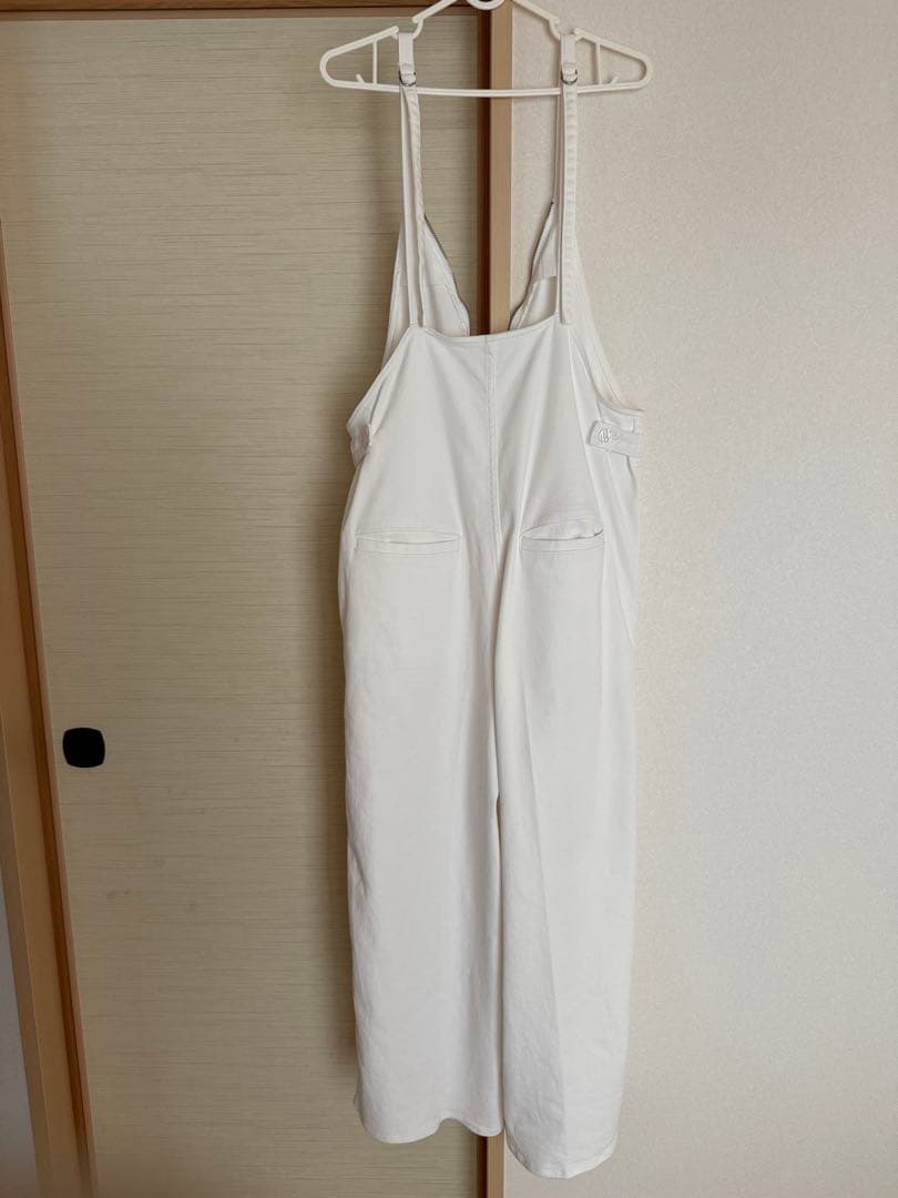 DouDou 細紐デニムフロントジップサロペット