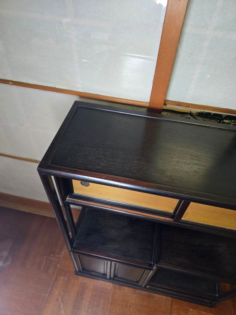 昭和レトロ家具 茶箪笥 飾り棚 チェスト 当時物 紫檀 唐木 黒檀