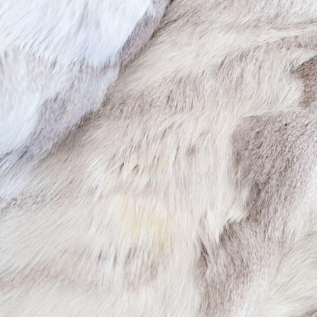 毛皮コート　ホワイト　ミックス　ブルー　アルティマ　Altima ロング