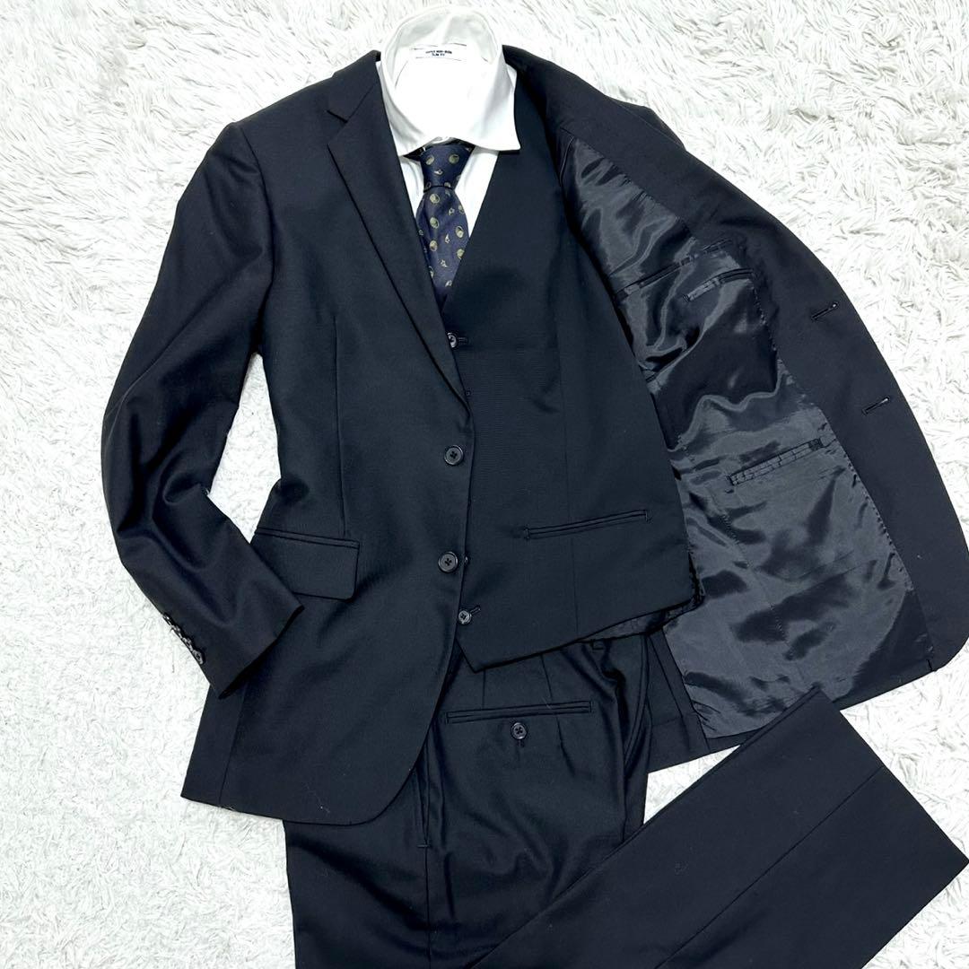 【美品】P.S.FA スーツ 3ピース ブラック 背抜き サイズ92Y6