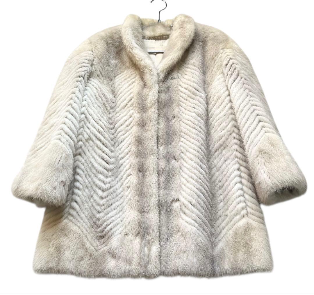 着丈70cm サファイアミンク 毛皮コート ミンク リアルファーコート 本毛皮