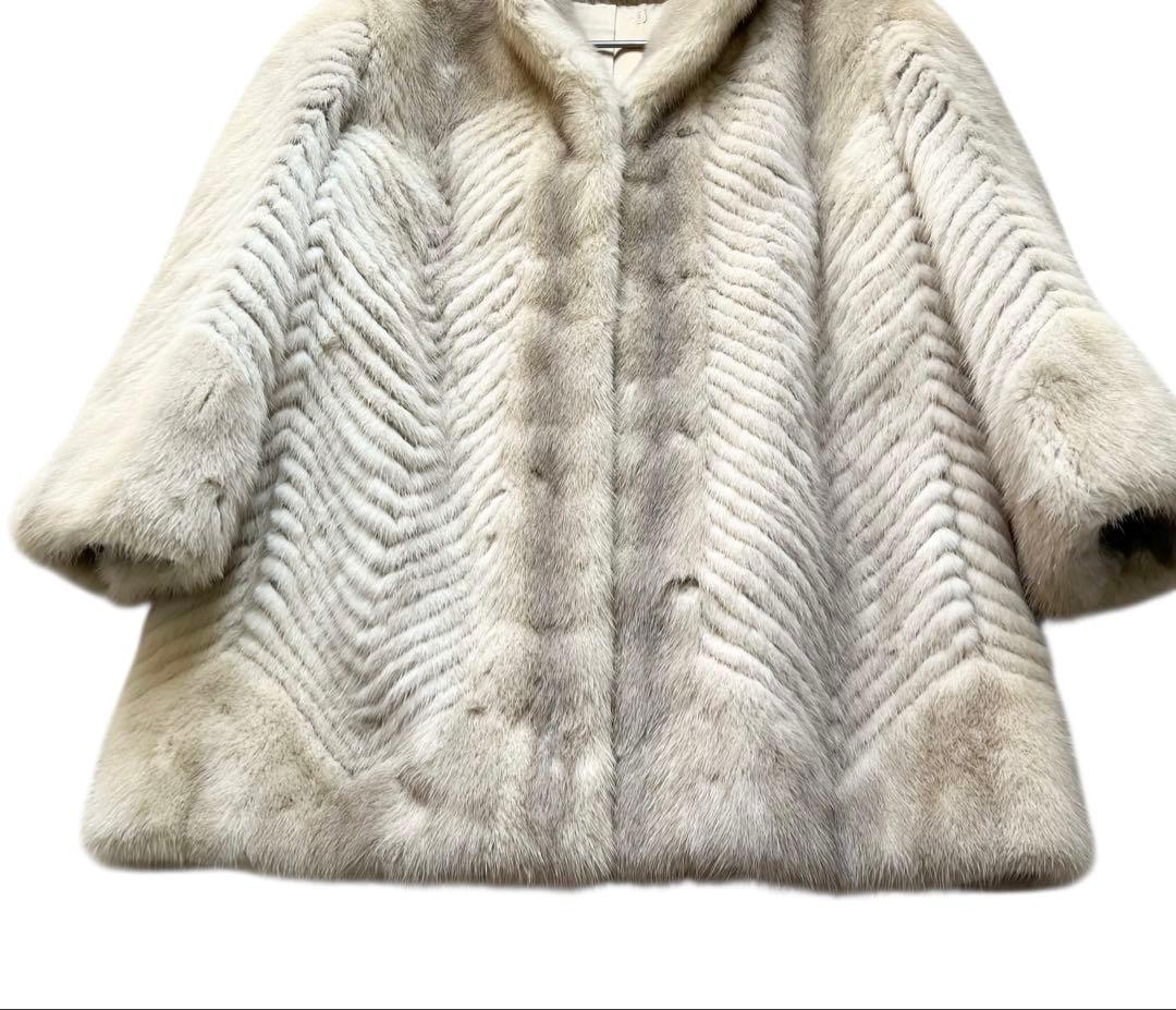 着丈70cm サファイアミンク 毛皮コート ミンク リアルファーコート 本毛皮