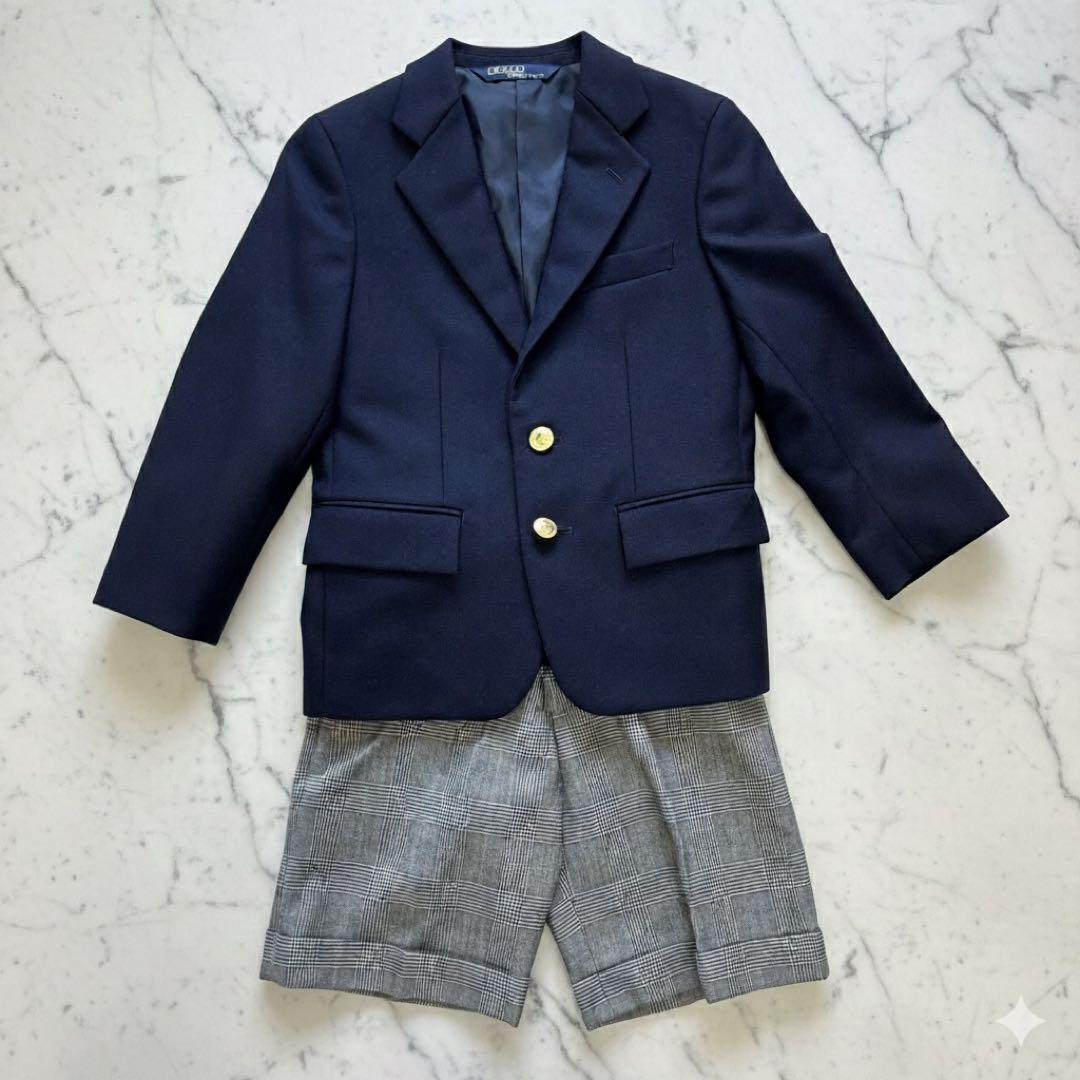 極美品　ラルフローレン　フォーマル　120 スーツ　紺ブレ　チェックパンツ