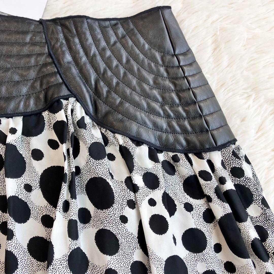 新品 大きいサイズ ジャンポールゴルチェ フレアスカート ドット フェイクレザー