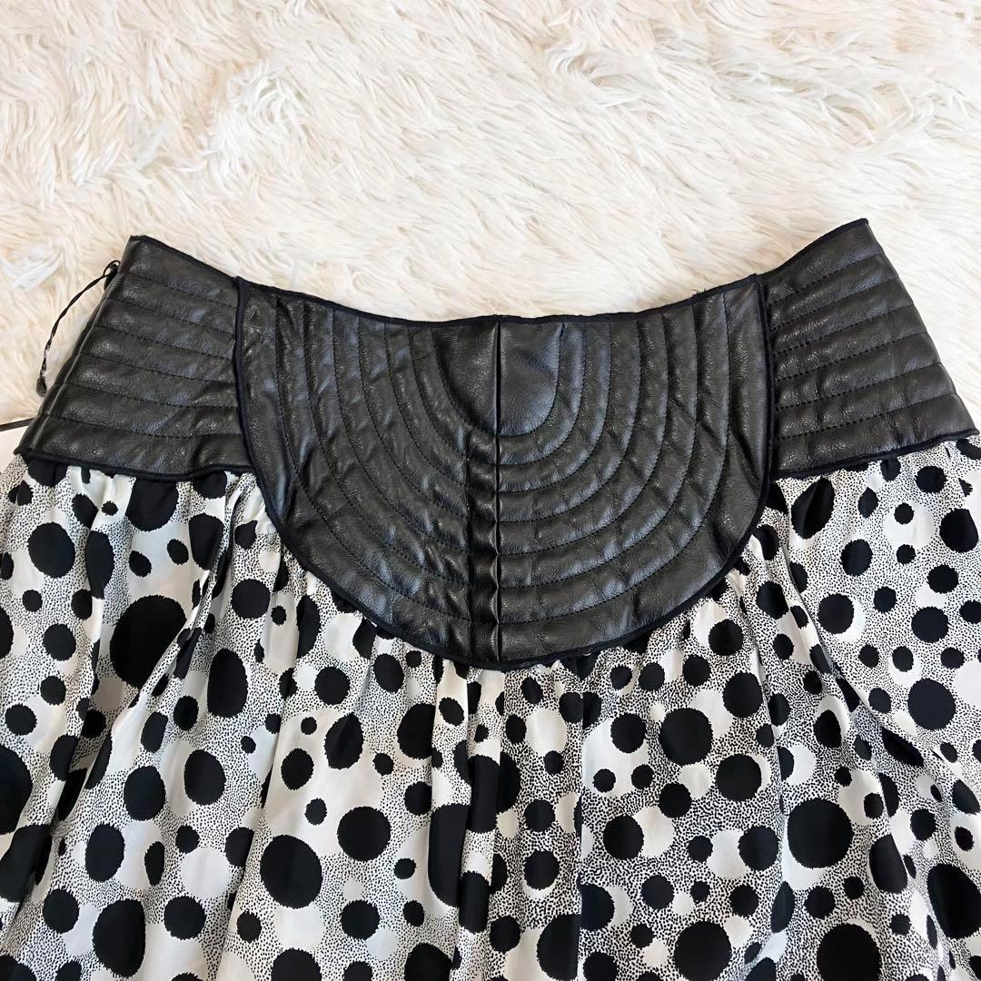 新品 大きいサイズ ジャンポールゴルチェ フレアスカート ドット フェイクレザー