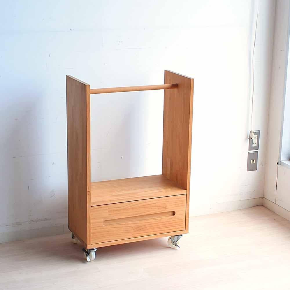 モモナチュラル パイン材 ハンガーラック 収納 ワゴン 子供部屋 ZR24183