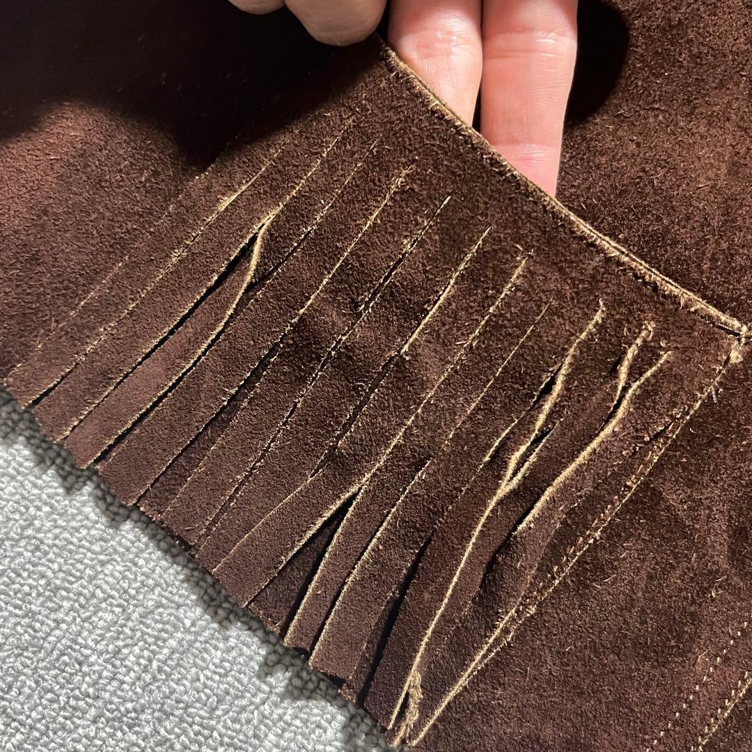 70s 80s ヴィンテージ スエードレザー 編み込み ウエスタン ベスト レア