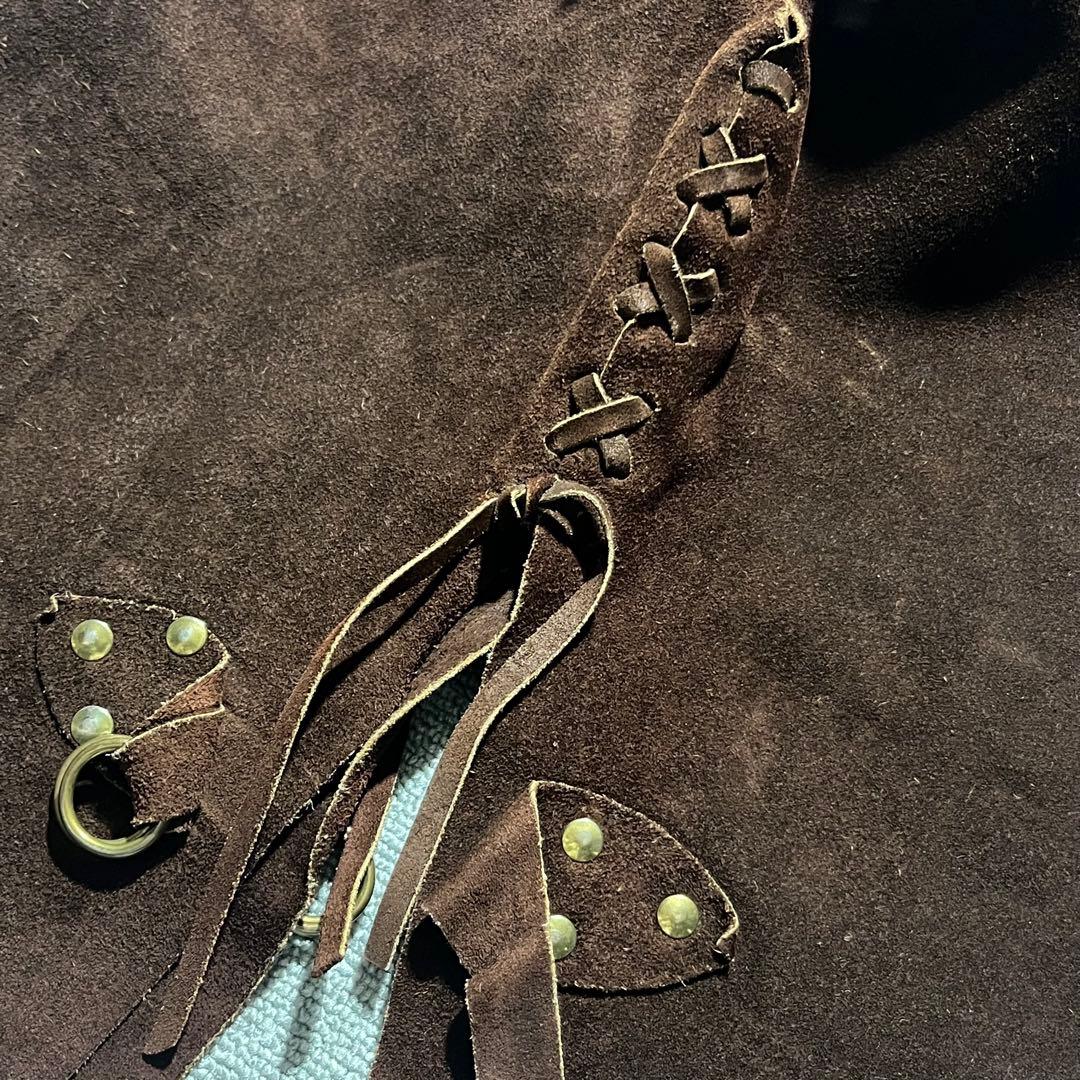 70s 80s ヴィンテージ スエードレザー 編み込み ウエスタン ベスト レア