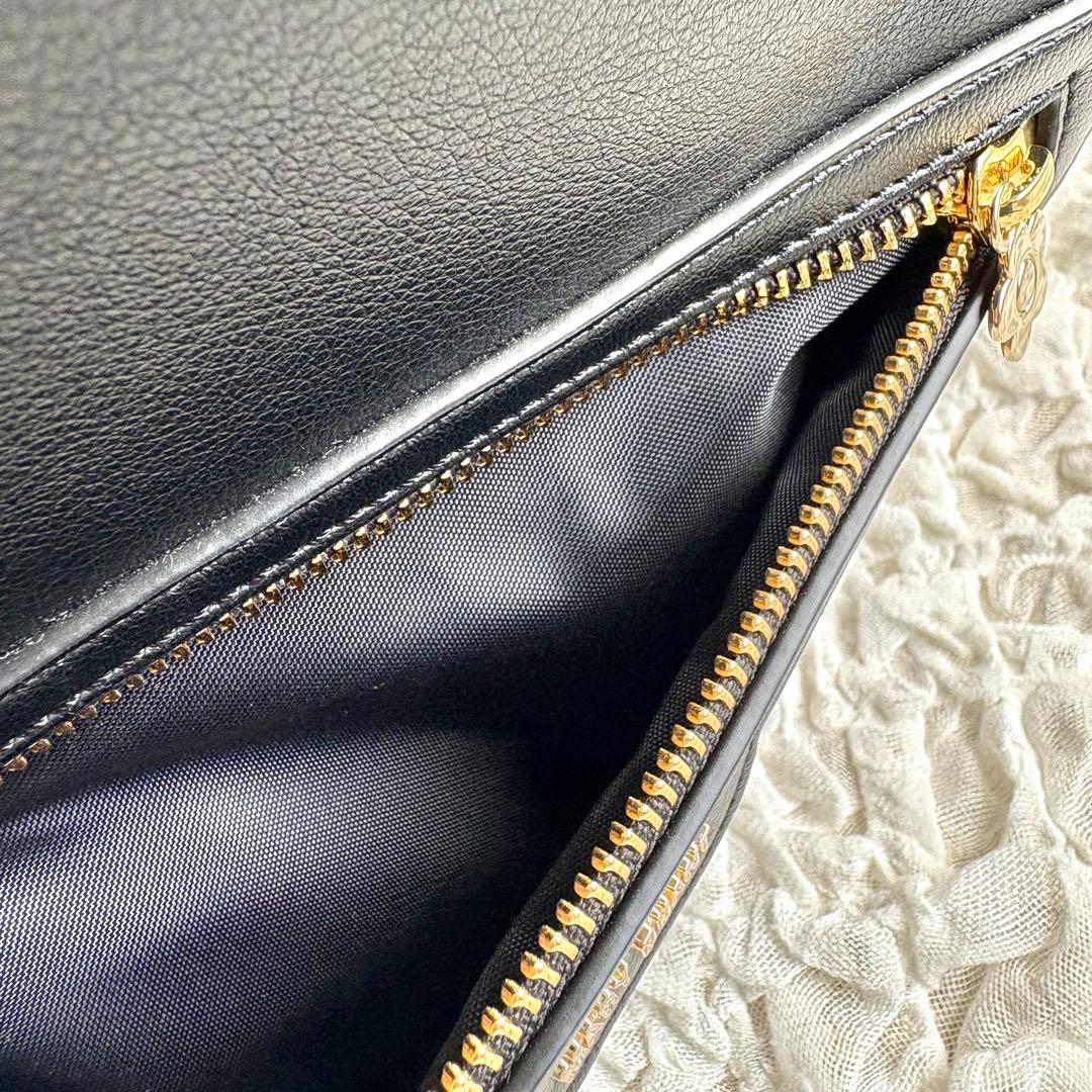 美品 マリークワント A4収納可 フロントファスナー横型 トート ブラック