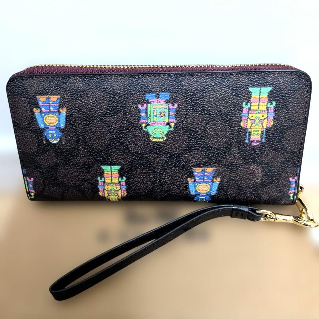 新品 COACH コーチ ロボット柄 ラウンドファスナー 長財布