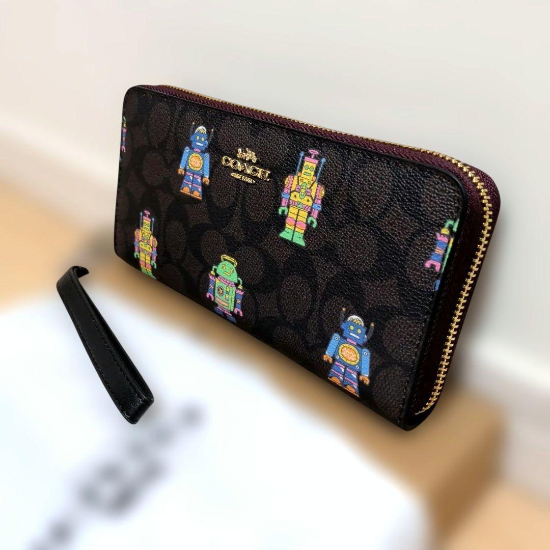 新品 COACH コーチ ロボット柄 ラウンドファスナー 長財布