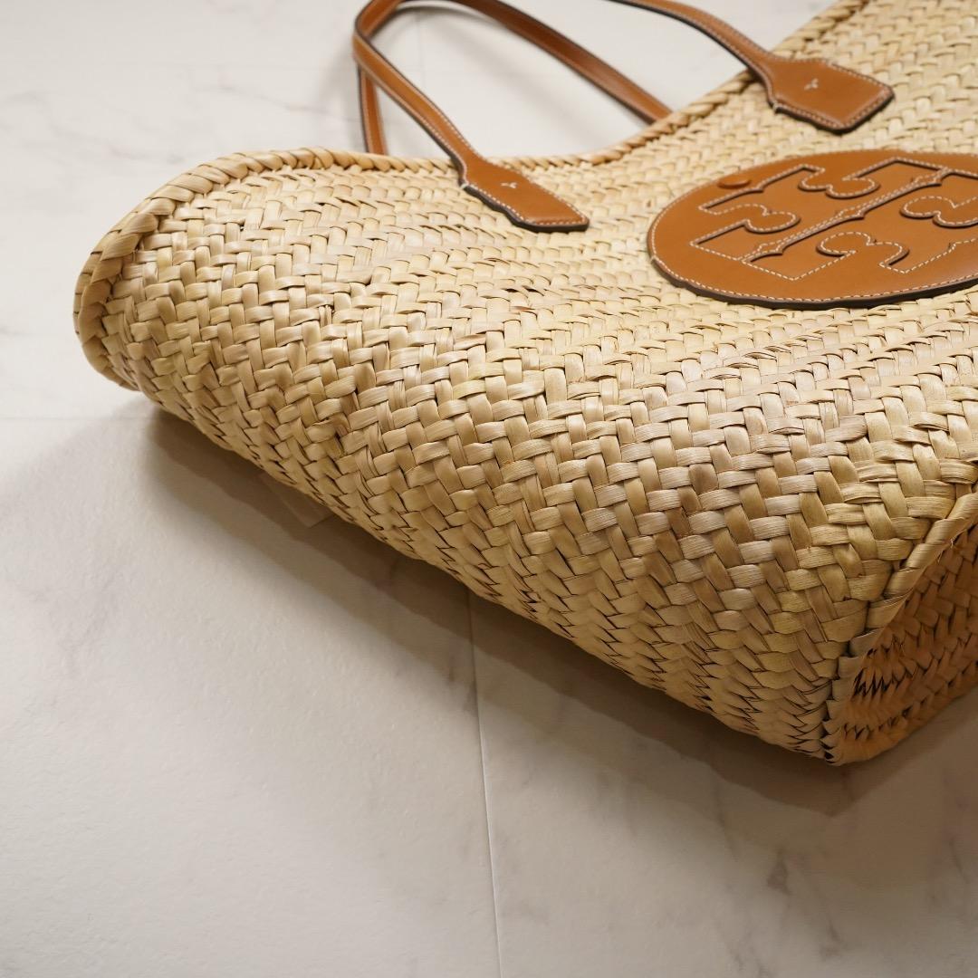 未使用級 TORY BURCH かごバッグ ラフィア ベージュ ポーチ付