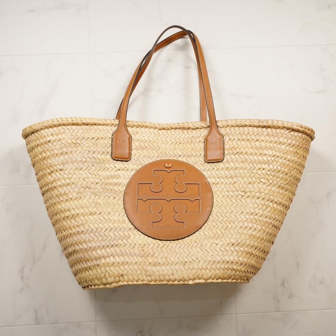 未使用級 TORY BURCH かごバッグ ラフィア ベージュ ポーチ付