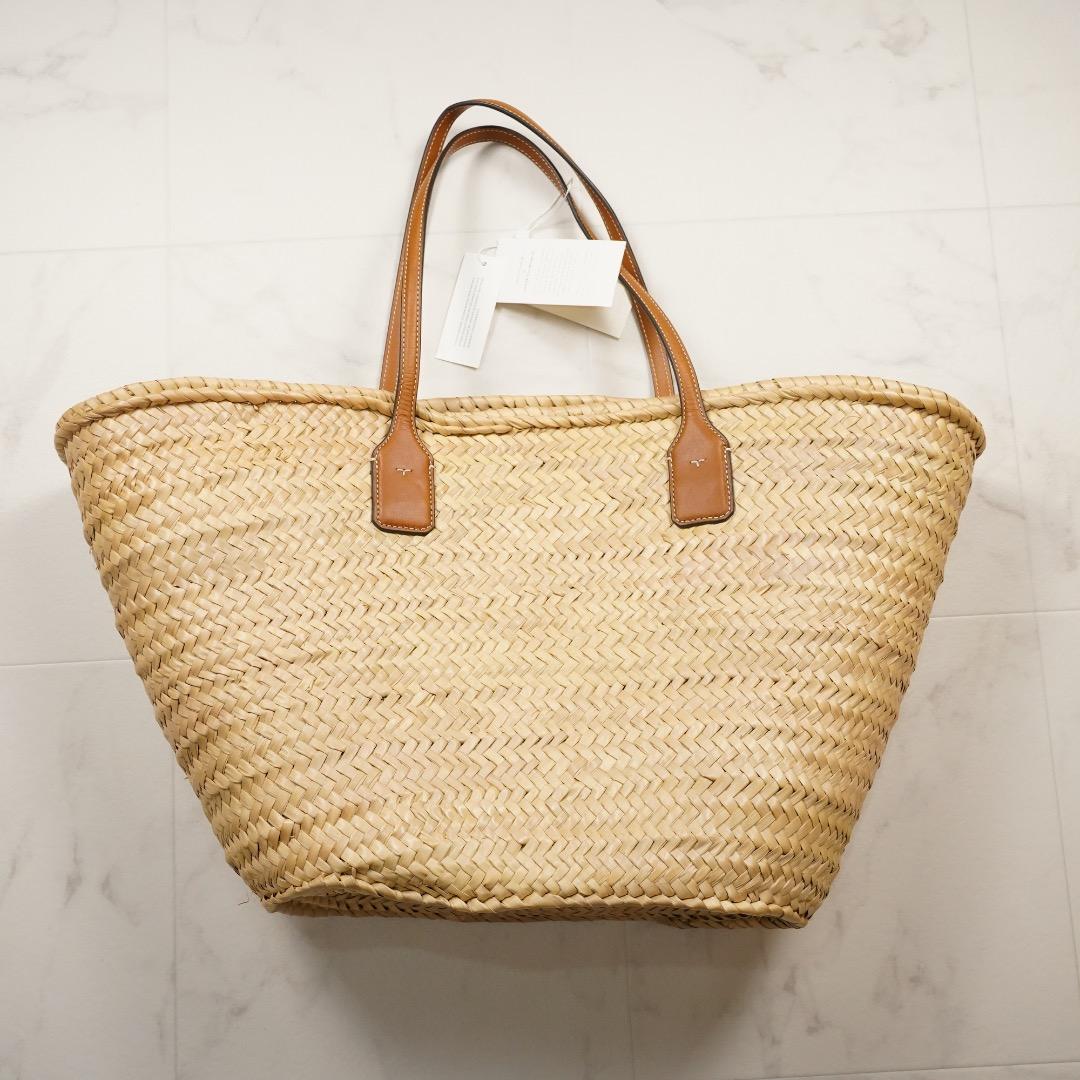未使用級 TORY BURCH かごバッグ ラフィア ベージュ ポーチ付