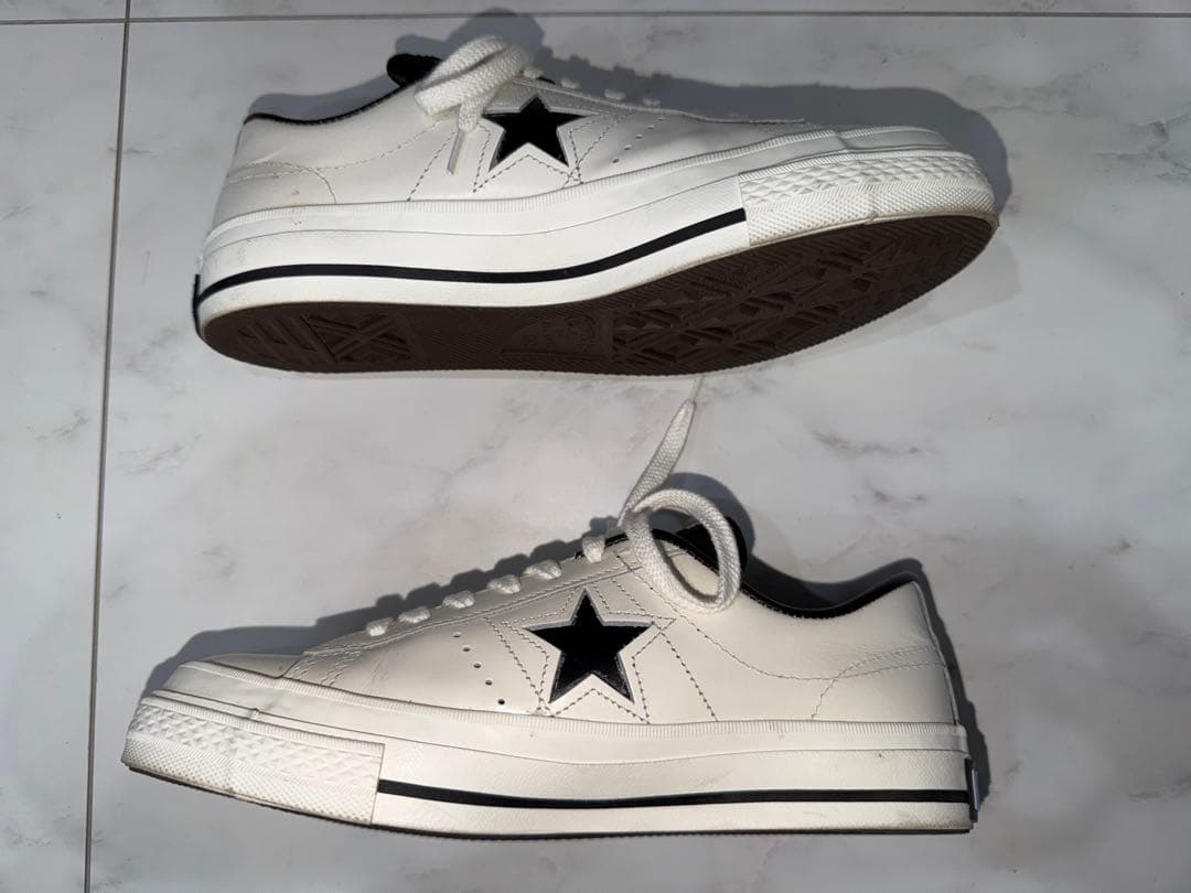 最終価格　ワンスター　レザー　コンバース　オールスター　ホワイト　24cm