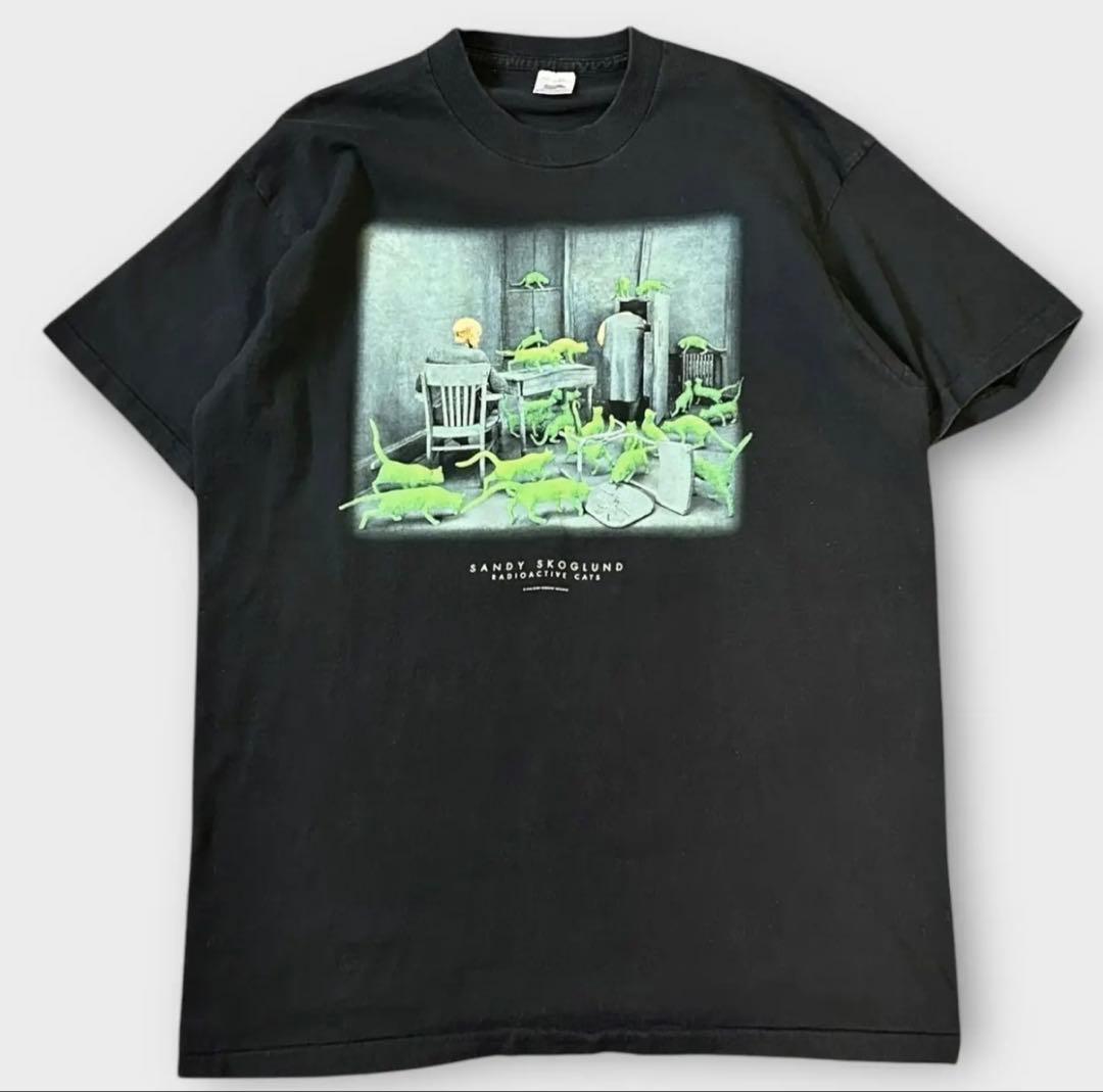 90s SANDY SKOGLUND Tシャツ 猫　アートT XL