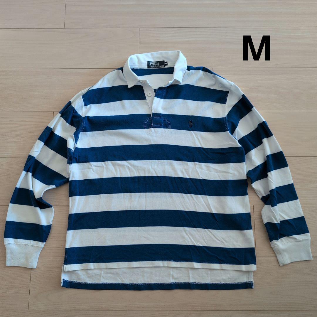 ラルフローレン 常田大希 ポニー刺繍ロゴ 太ボーダーラガーシャツ 青白 L