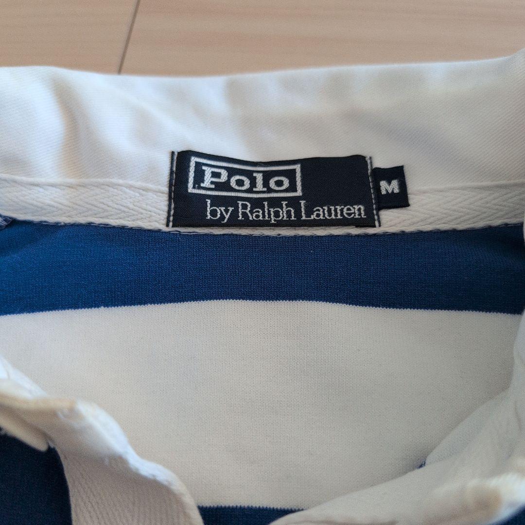 ラルフローレン 常田大希 ポニー刺繍ロゴ 太ボーダーラガーシャツ 青白 L