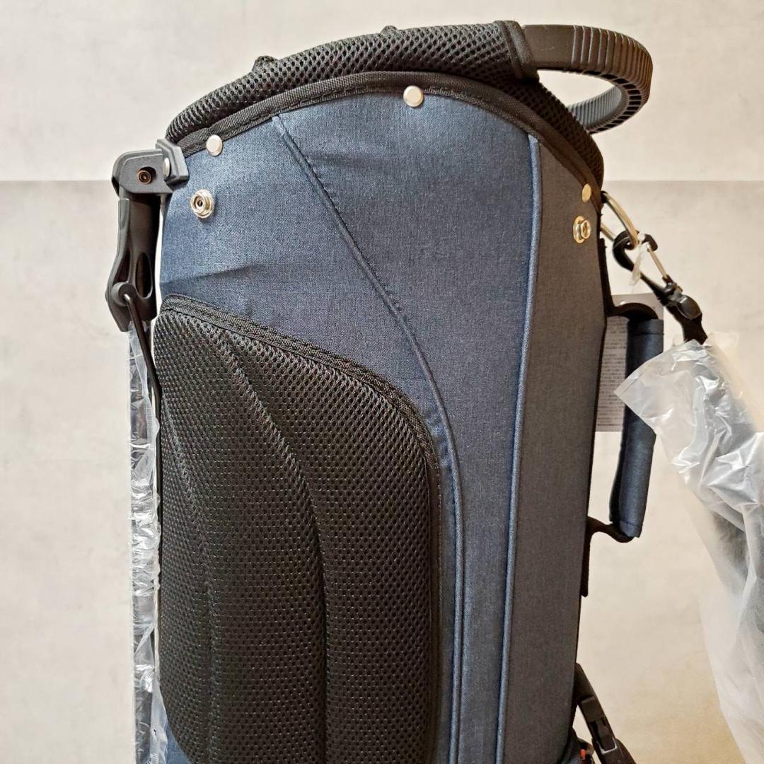 【新品未使用】レザックス スタンド付きキャディバッグ ネイビー ゴルフバッグ