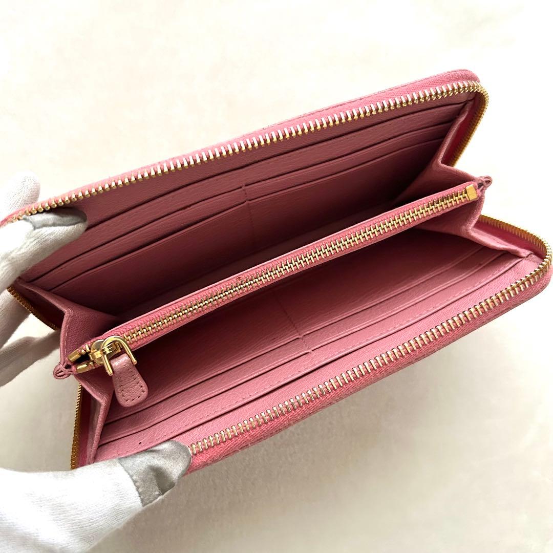 miumiu ミュウミュウ 長財布 ラウンドファスナー ピンク