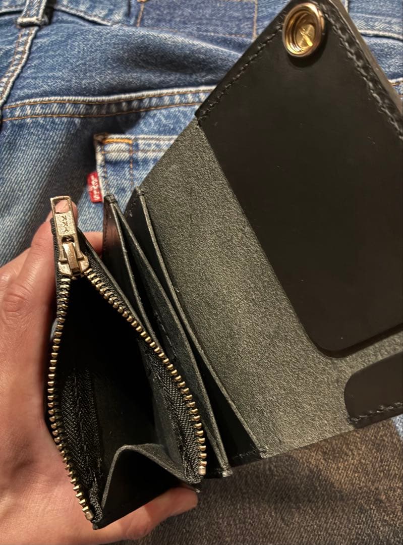 トラッカーウォレット　ショートサイズ　シルバー925クロスボールコンチョ