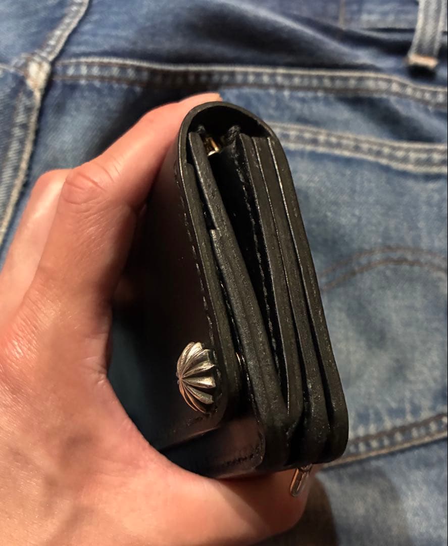 トラッカーウォレット　ショートサイズ　シルバー925クロスボールコンチョ