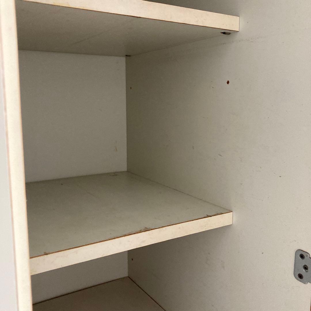 たのメル便 食器棚 昭和レトロ ホワイト ガラス扉付き 引き出し付き