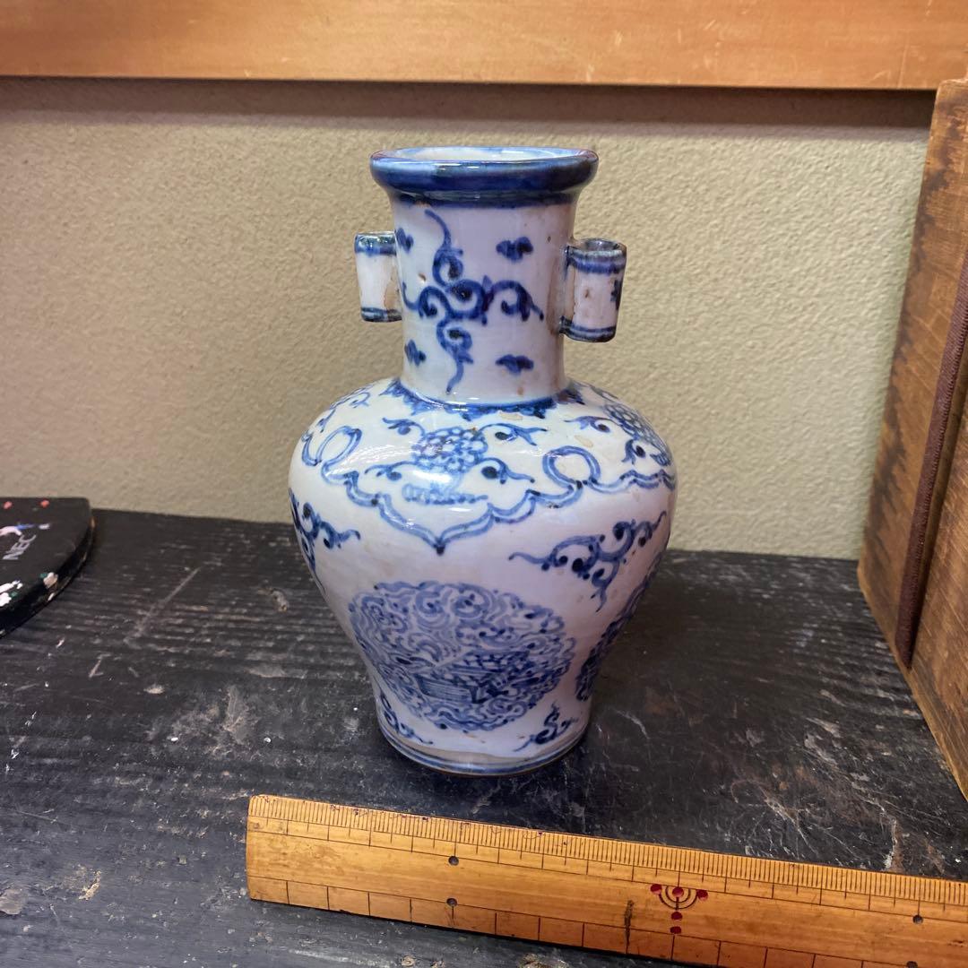 専用　中国古玩　耳付花瓶　17cm9cm