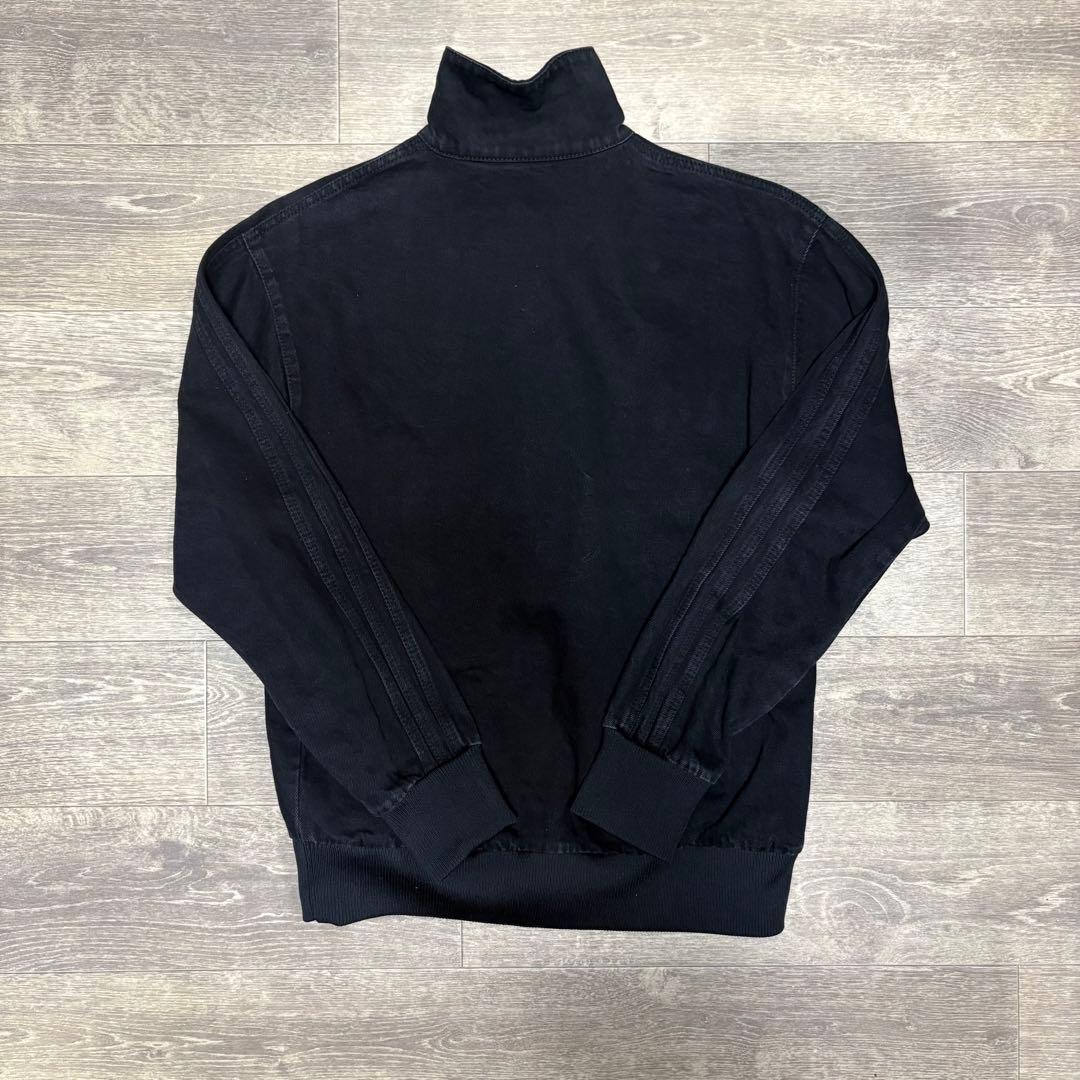 【希少/XL】アディダス 異素材切替 トラックジャケット 黒 刺繍ロゴ 美品