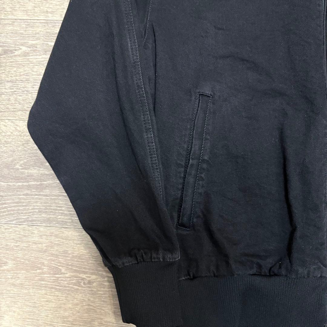 【希少/XL】アディダス 異素材切替 トラックジャケット 黒 刺繍ロゴ 美品