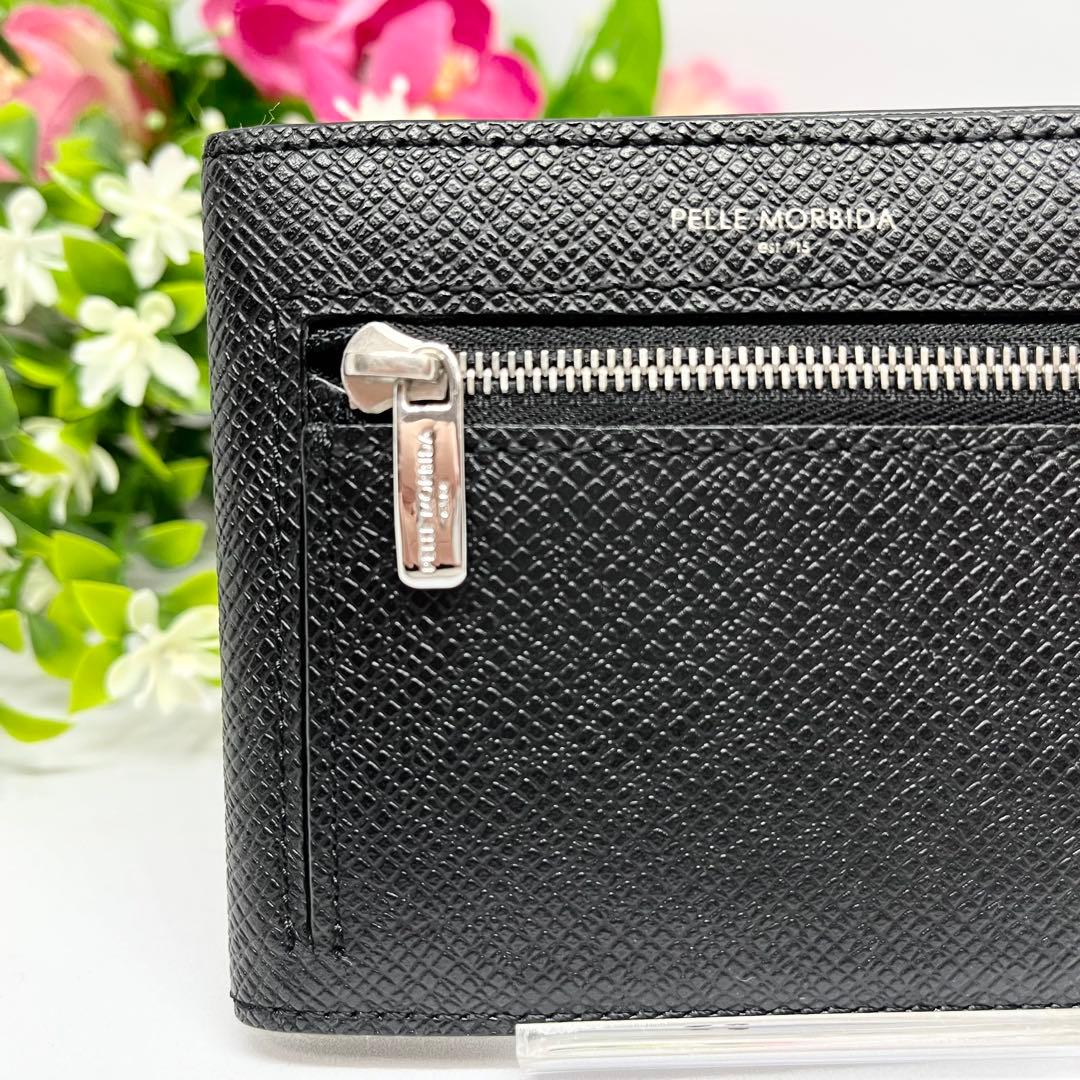 美品　PELLE MORBIDA マネークリップ　財布　二つ折り　黒　本革
