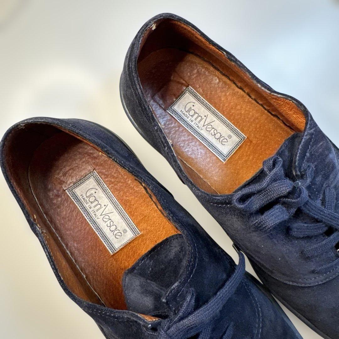 GIANNI VERSACE ブラック スエード シューズ ビンテージ